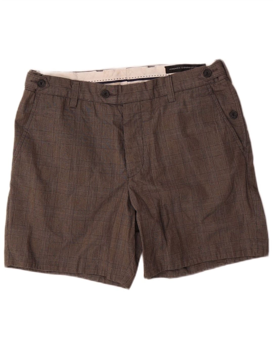 French Connection Short Chino Homme W34 Grand Gris Carreaux Coton