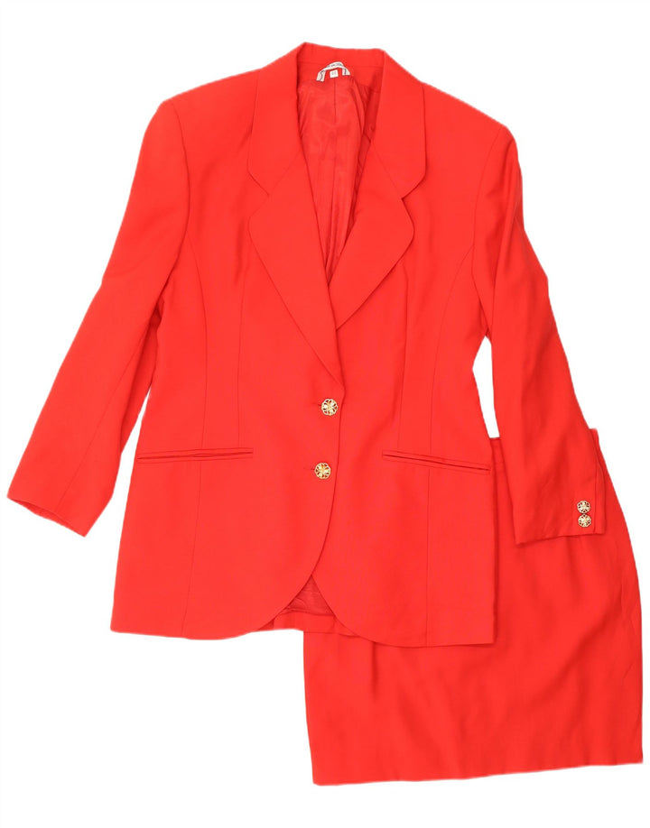 VINTAGE Ensemble jupe 2 boutons 2 pièces pour femme IT 44 Medium W26 laine rouge