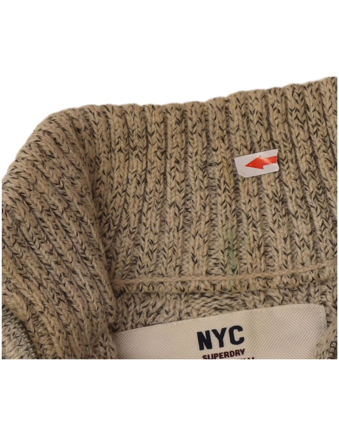 Superdry Pull Col Zippé Homme Gris Moyen Acrylique Moucheté