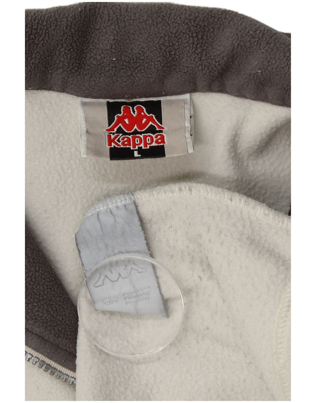 Kappa Pull polaire à col zippé pour homme Large en polyester blanc cassé