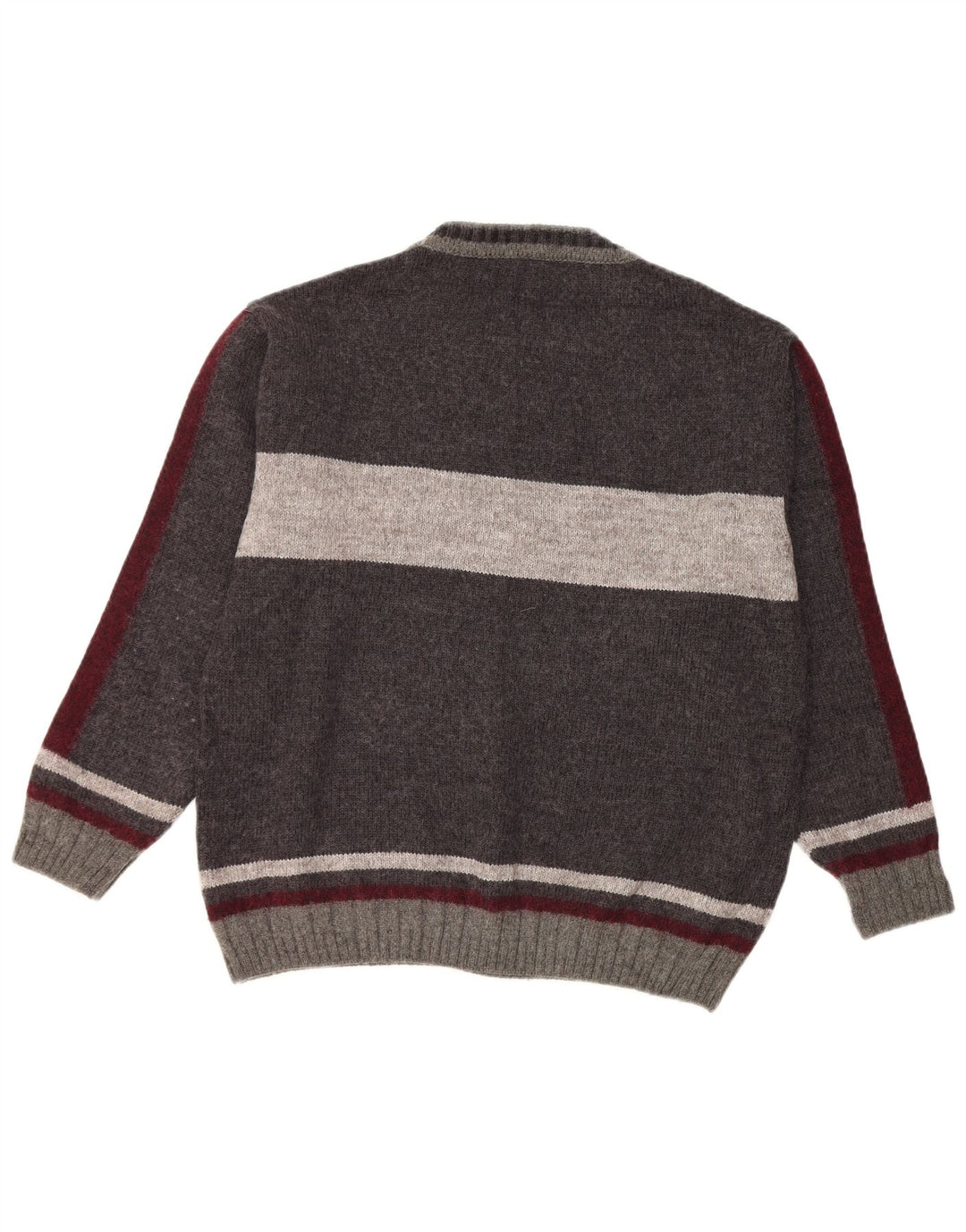 COMMANDER Pull à col rond pour homme IT 52 Large laine color block gris