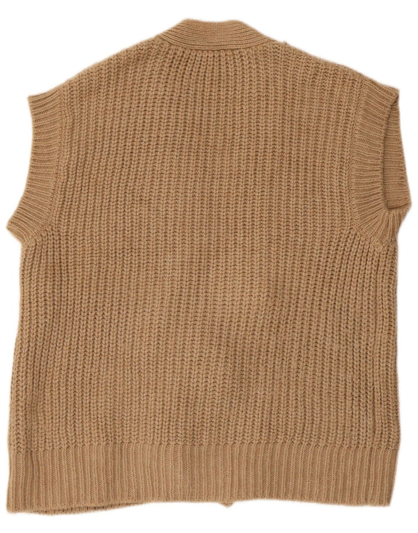 Zara Cardigan surdimensionné à manches courtes pour femme UK 10 Petit Beige