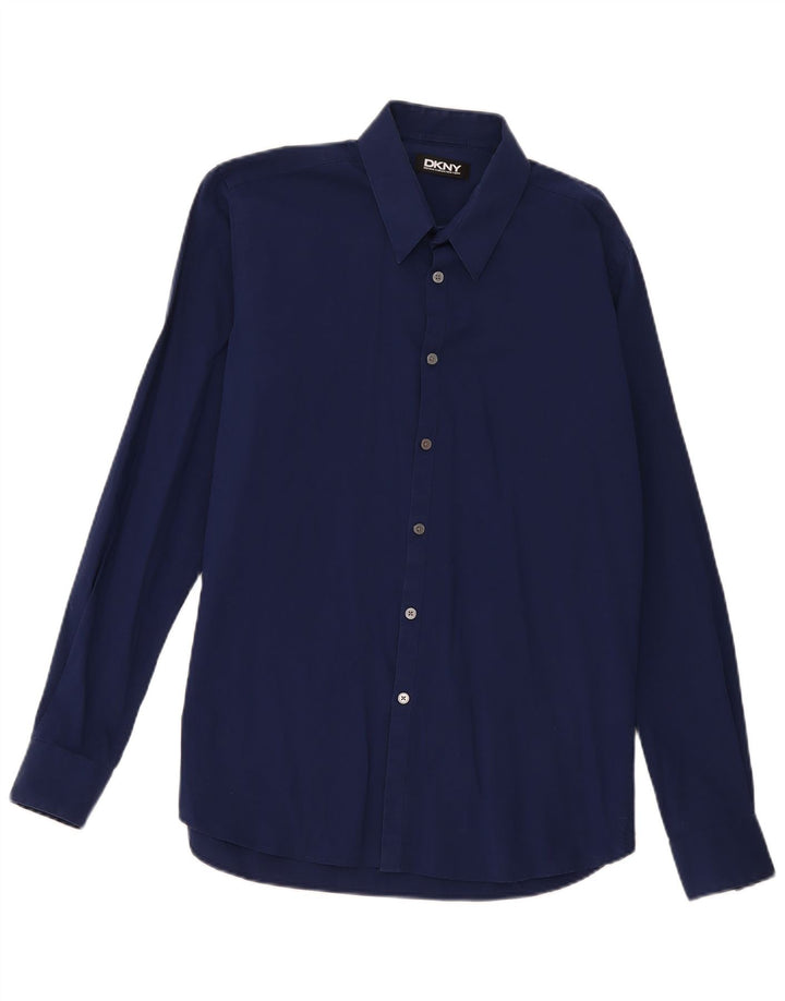Dkny Chemise Homme Taille 16 Grand Coton Bleu Marine
