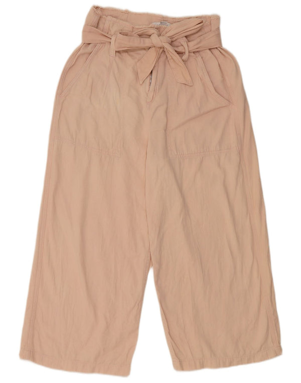 Topshop Pantalon Capri Taille Haute Femme UK 12 Moyen W30 L21 Coton Rose