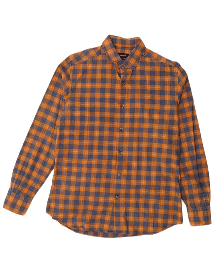 Massimo Dutti Chemise en flanelle pour homme à carreaux orange