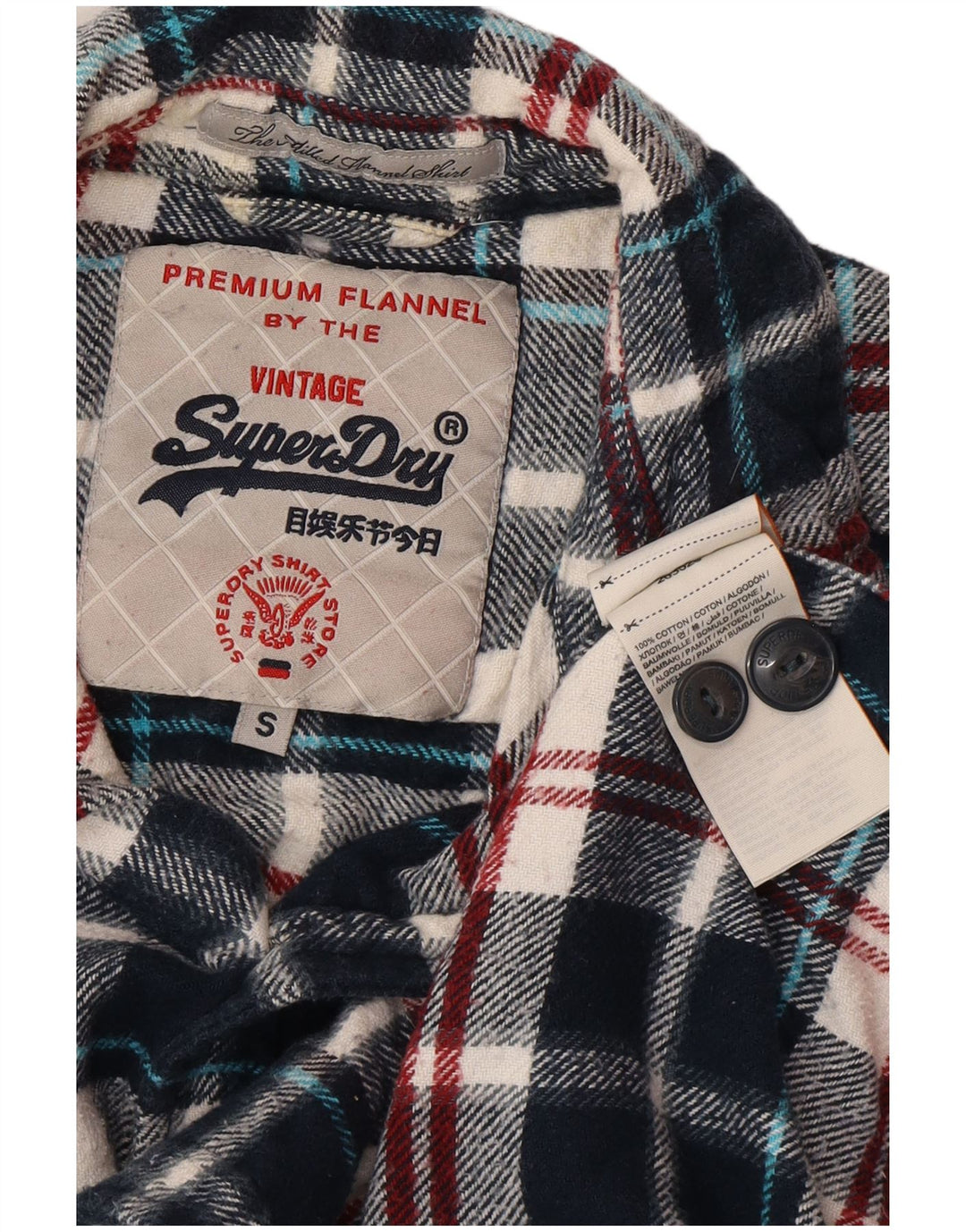SUPERDRY Chemise Flanelle Homme Petit Carreau Bleu Marine Coton