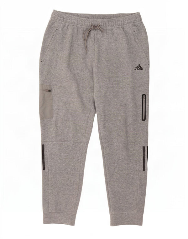 Adidas Pantalon de survêtement cargo pour homme en coton moucheté Gris Taille L