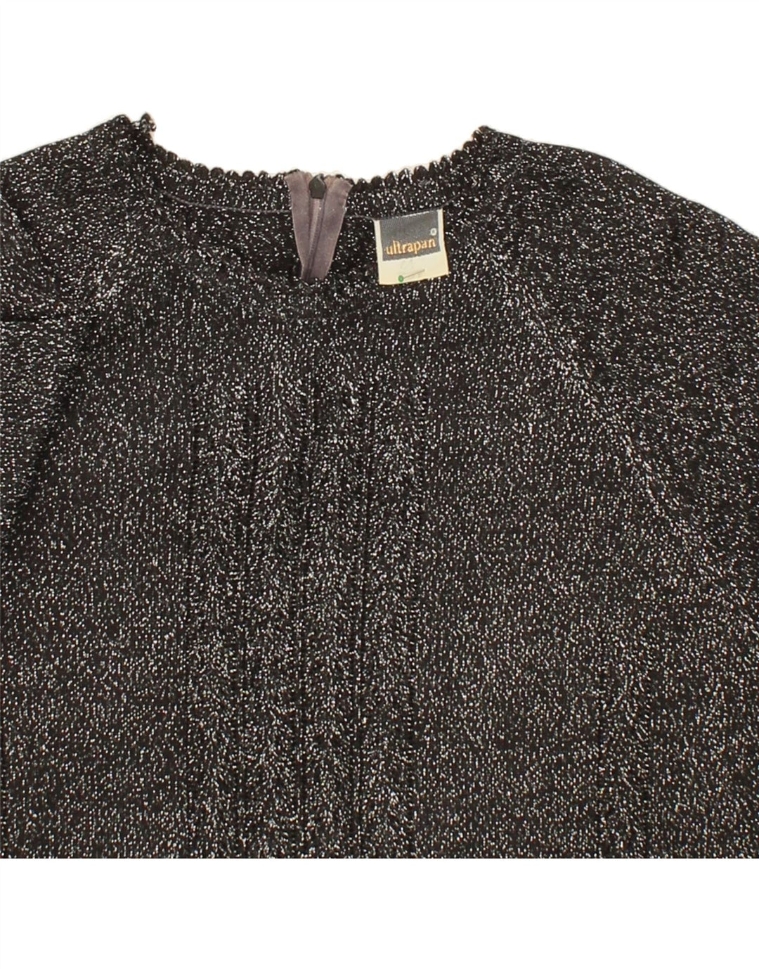 VINTAGE Womens Top Long Sleeve UK 14 Medium Black Synthetic Vintage Vintage and Second-Hand Vintage from Messina Hembry 