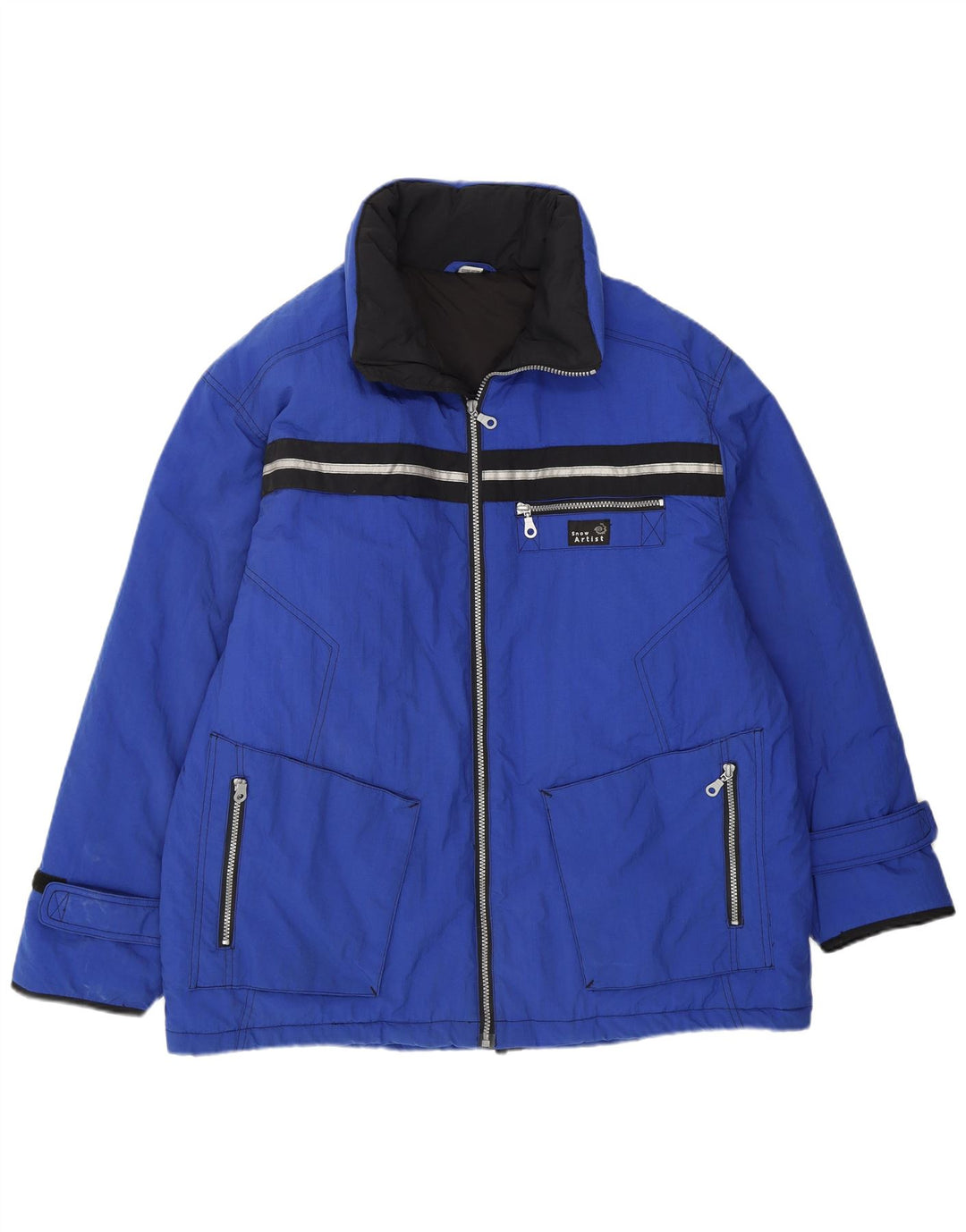 VINTAGE Veste de ski à capuche homme UK 40 Grand Bleu Polyamide