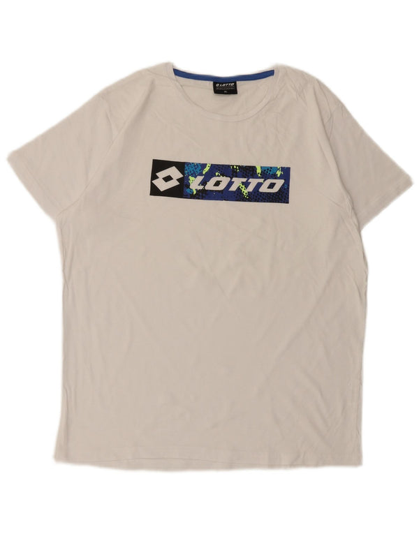 Lotto T-shirt graphique pour femme UK 18 XL Blanc Coton