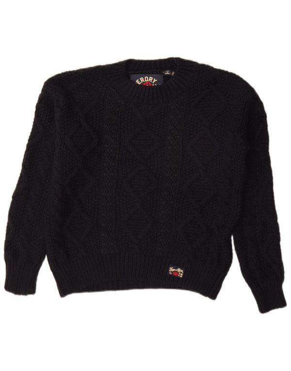 SUPERDRY Pull surdimensionné à col bateau pour femme UK 8 Small Bleu marine