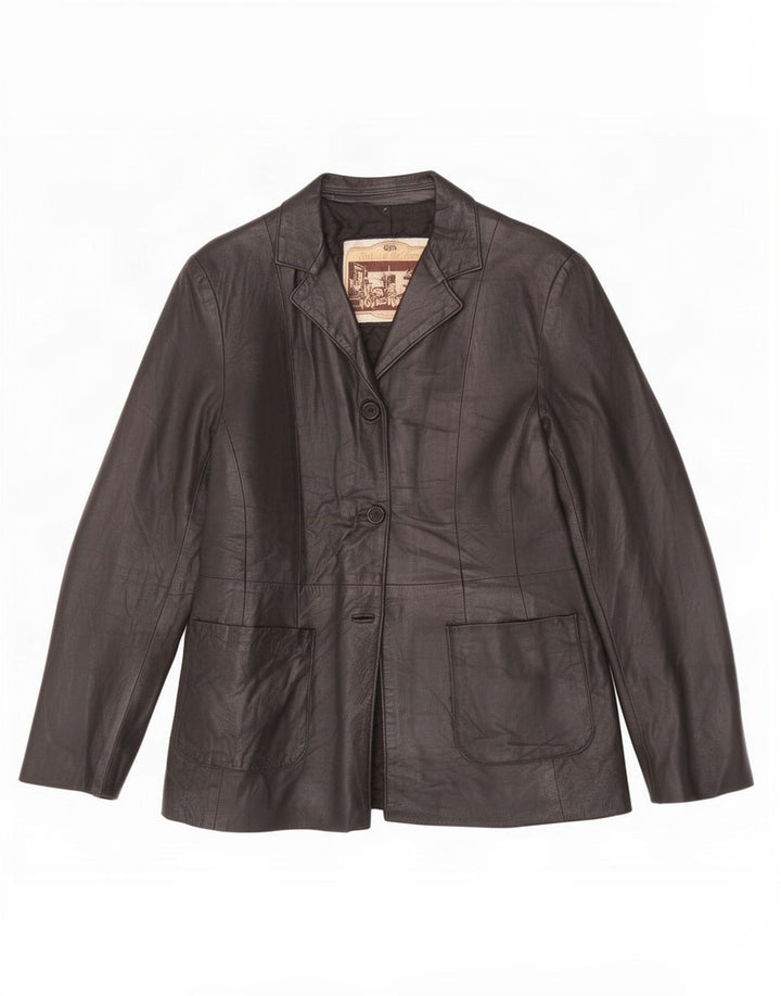 Antica Pelleria Veste blazer en cuir à 2 boutons pour femme IT 44 Noir moyen