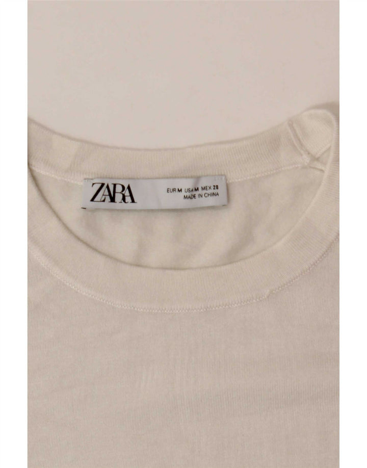 Zara Pull à col rond pour femme UK 12 Blanc moyen