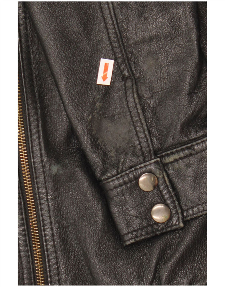 H&M Veste en cuir crop pour femme EU 38 Cuir noir moyen