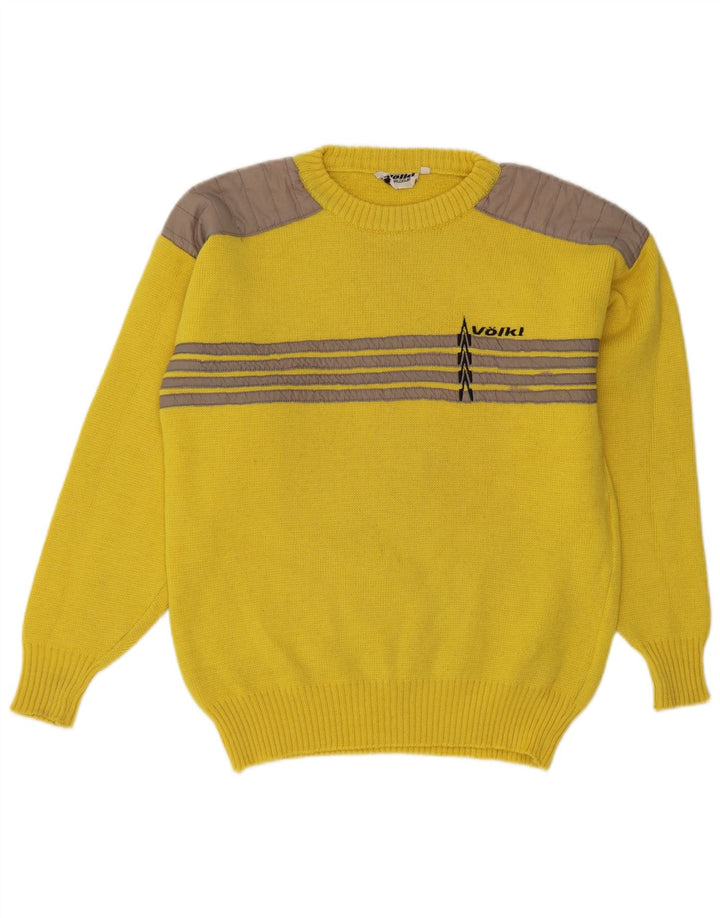 Volkl Pull ras du cou pour homme IT 48 Petite laine rayée jaune