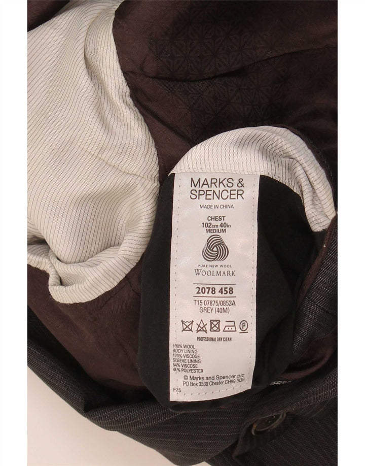 Marks & Spencer Veste blazer à 2 boutons pour homme UK 40 Gris moyen à fines rayures