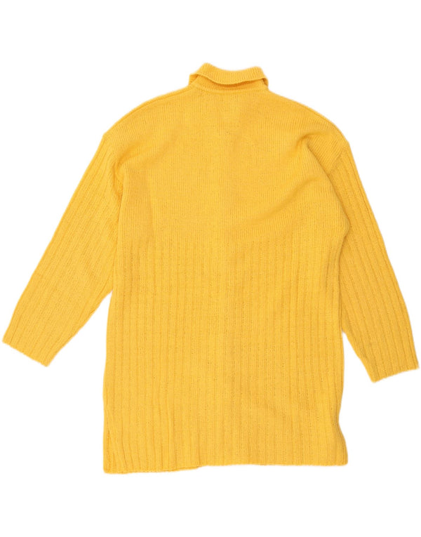 VINTAGE Femme Cardigan Pull UK 16 Grand Coton Jaune