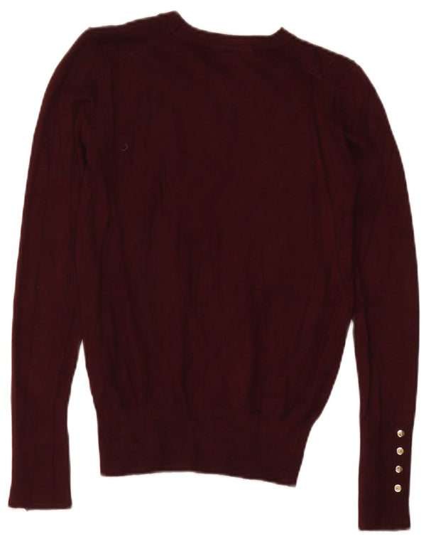Zara Femme Pull Col Bateau UK 8 Petit Viscose Bordeaux