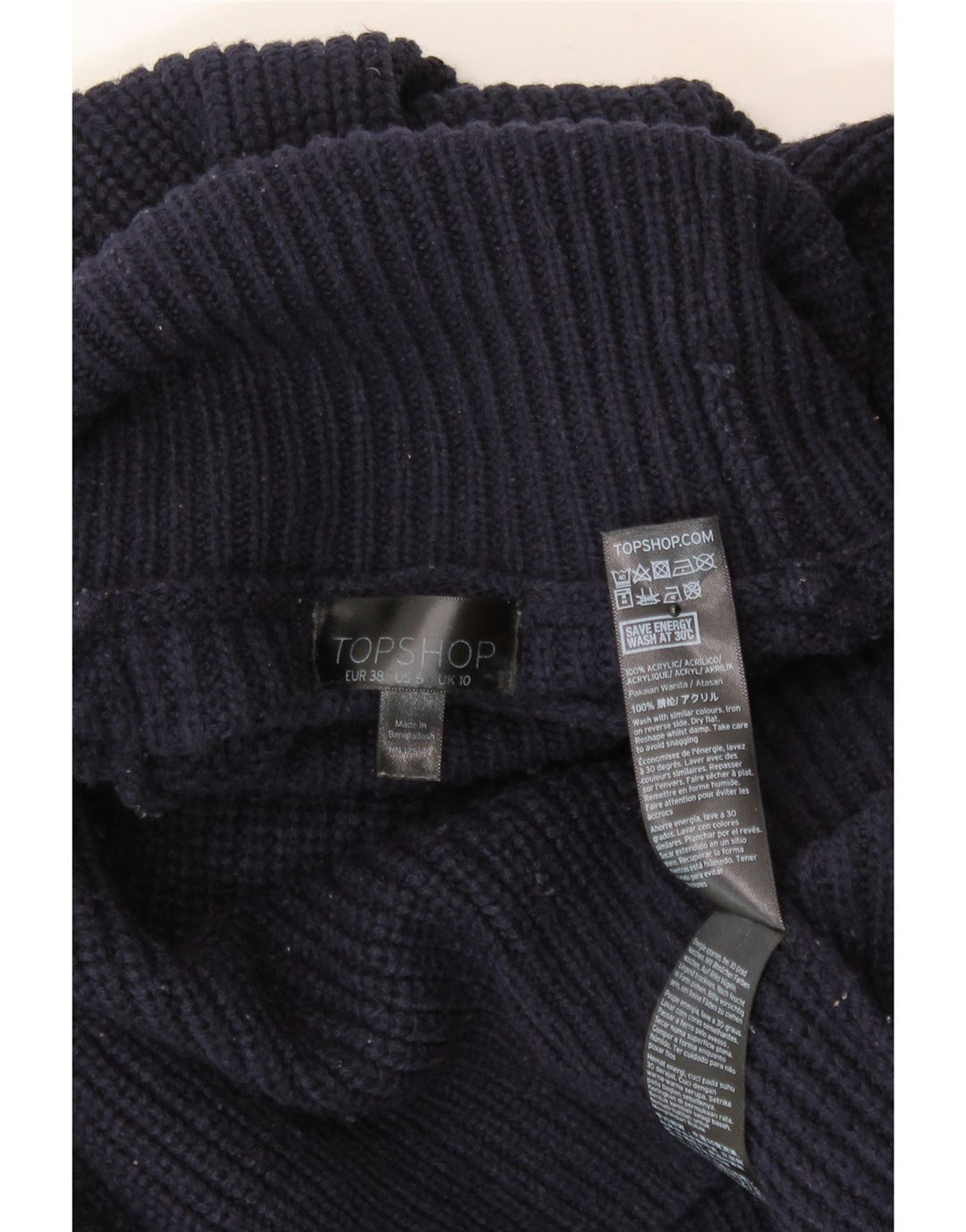 TOPSHOP Womens Oversized Roll Neck Jumper Sweater UK 10 Small Navy Blue Vintage Topshop and Second-Hand Topshop from Messina Hembry 
