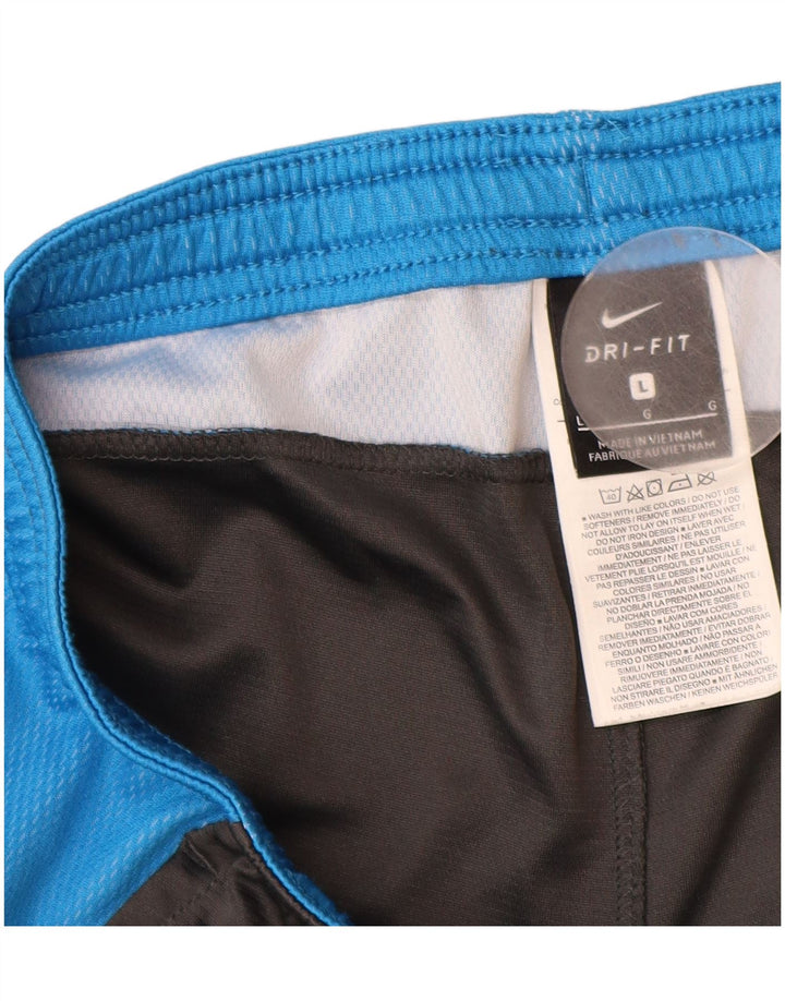 Nike Short de sport Dri Fit pour homme en polyester color block Noir Taille L