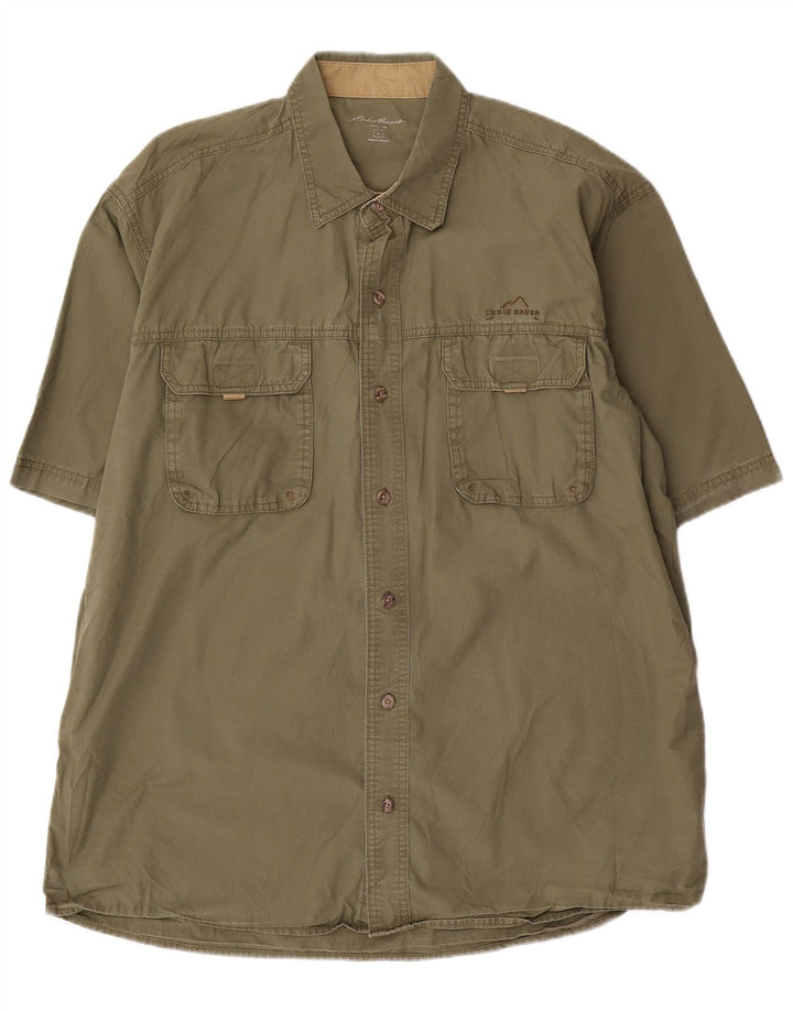 EDDIE BAUER Chemise à manches courtes pour homme Large Kaki Coton