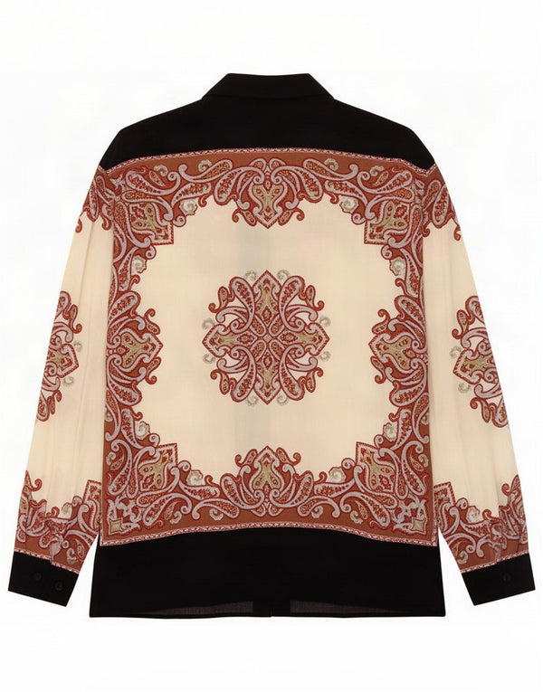 PIAZZA ITALIA Chemisier femme UK 16 Large Noir Paisley Viscose