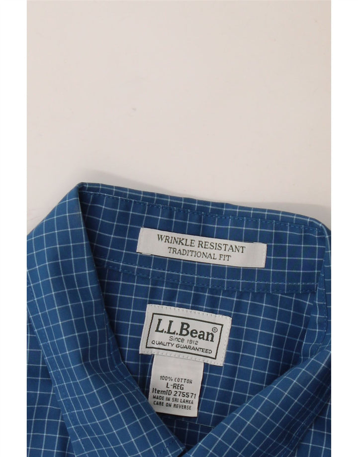 L.L.Bean Chemise à manches courtes pour homme Coupe traditionnelle en coton à carreaux bleus