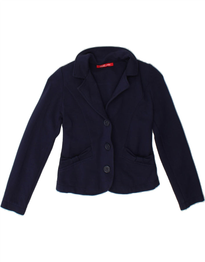 LIU JO Girls 3 Button Blazer Jacket 7-8 Years Navy Blue Polyamide Vintage Liu Jo and Second-Hand Liu Jo from Messina Hembry 