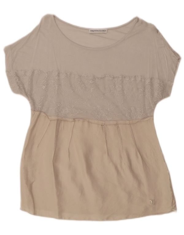 Trussardi Femme Blouse Top UK 14 Large Beige