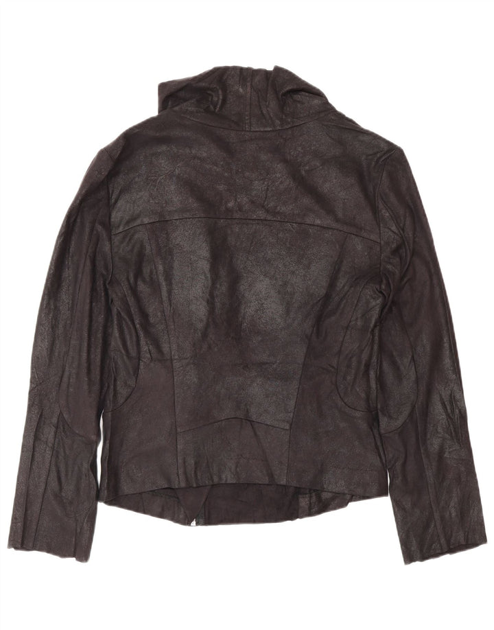 Calvin Klein Veste bomber en similicuir pour femme UK 10 Petit motard noir