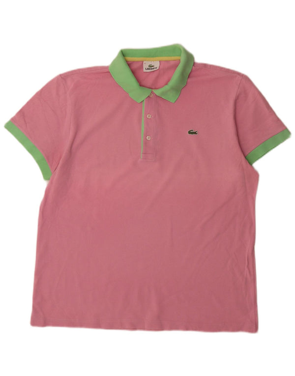 Lacoste Polo Rugby Homme Taille 6 XL Coton Colorblock Rose