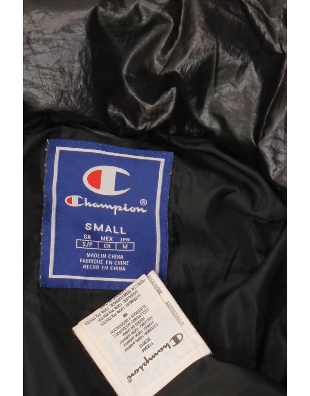 Champion Veste matelassée surdimensionnée graphique pour femme UK 10 Small Noir Polyester