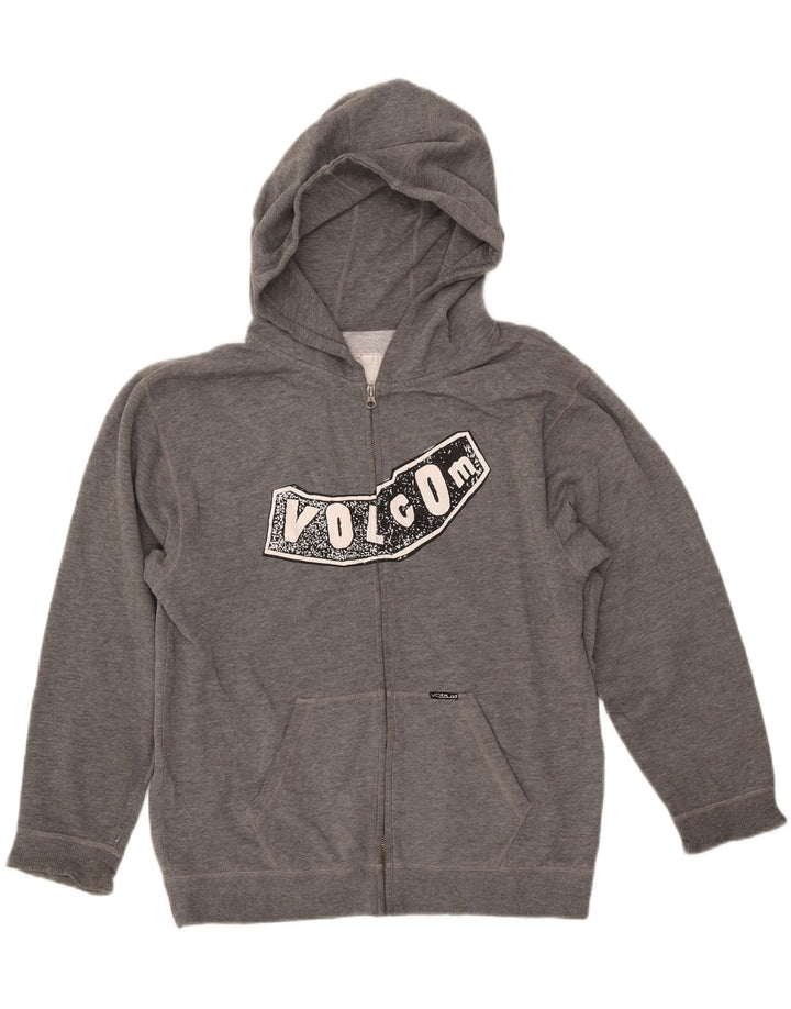 VOLCOM Pull à capuche zippé graphique pour femme UK 16 Large Gris