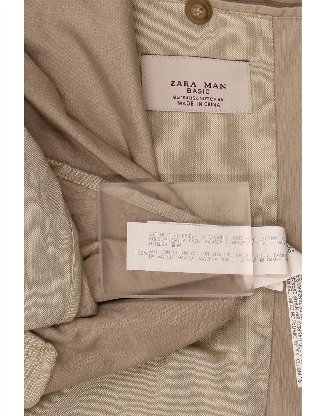 ZARA Veste blazer à 2 boutons pour homme EU 54 XL Beige Coton
