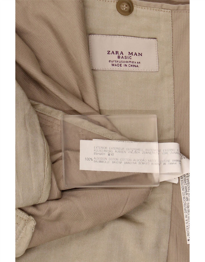 ZARA Veste blazer à 2 boutons pour homme EU 54 XL Beige Coton