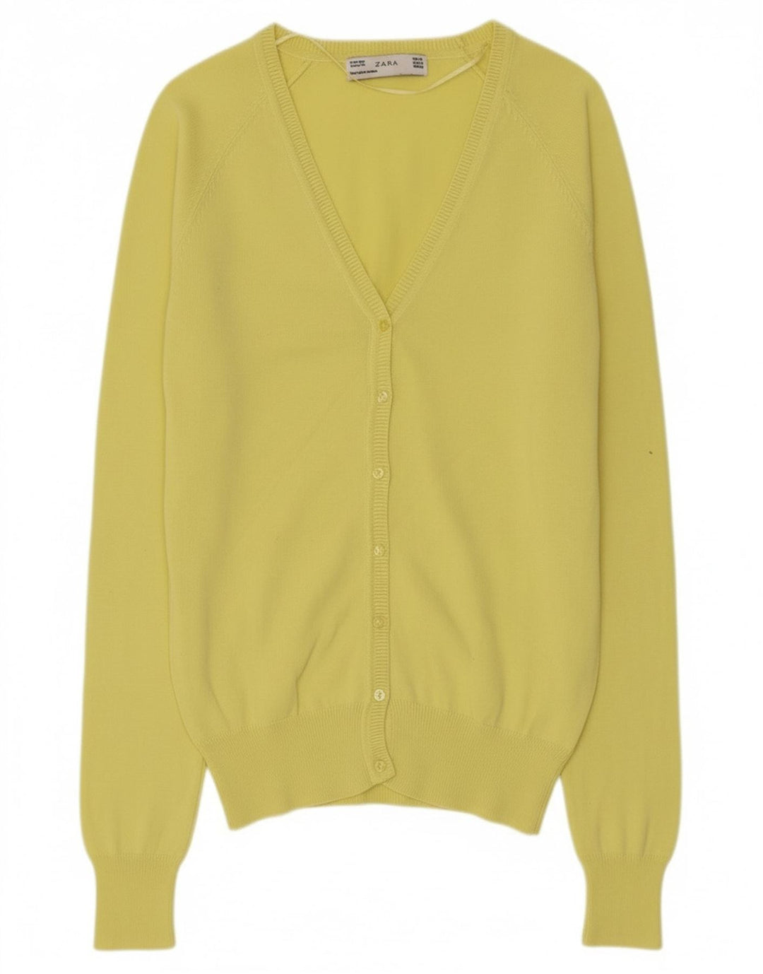Zara Cardigan Femme Pull UK 12 Coton Jaune Moyen