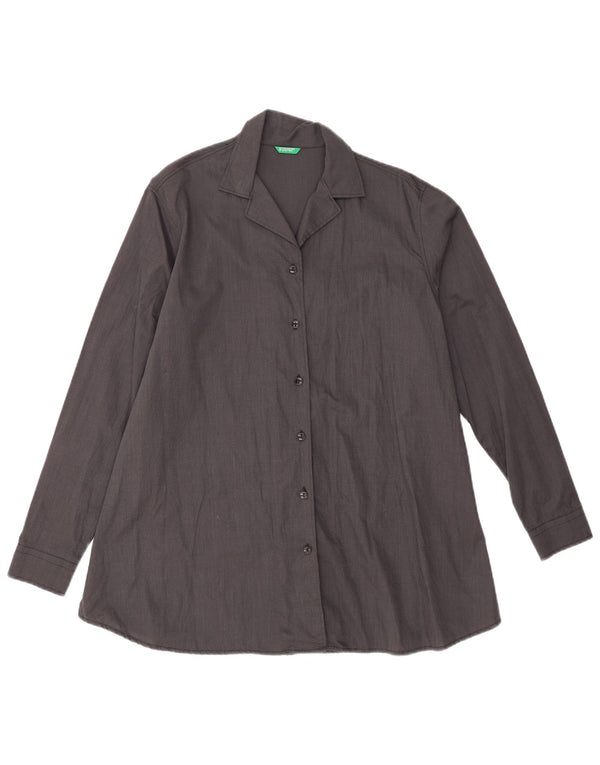 Benetton Chemise surdimensionnée pour femme UK 10 Small Gris Coton