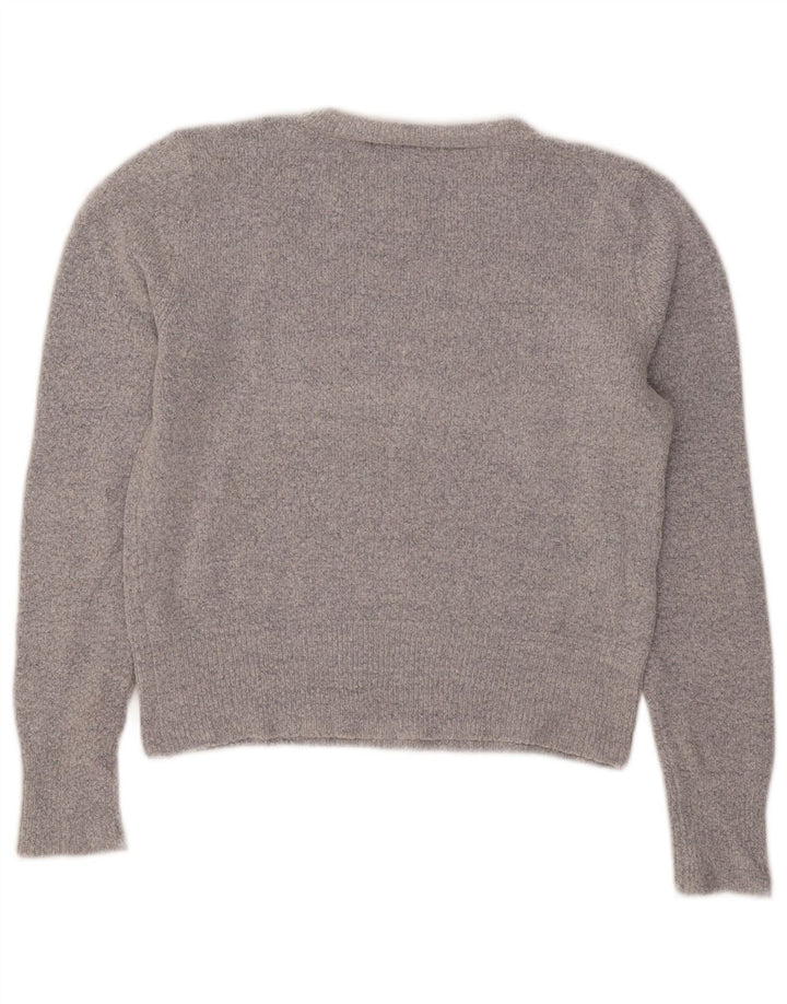 Oasis Pull court à col rond pour femme UK 12 Gris moyen Acrylique