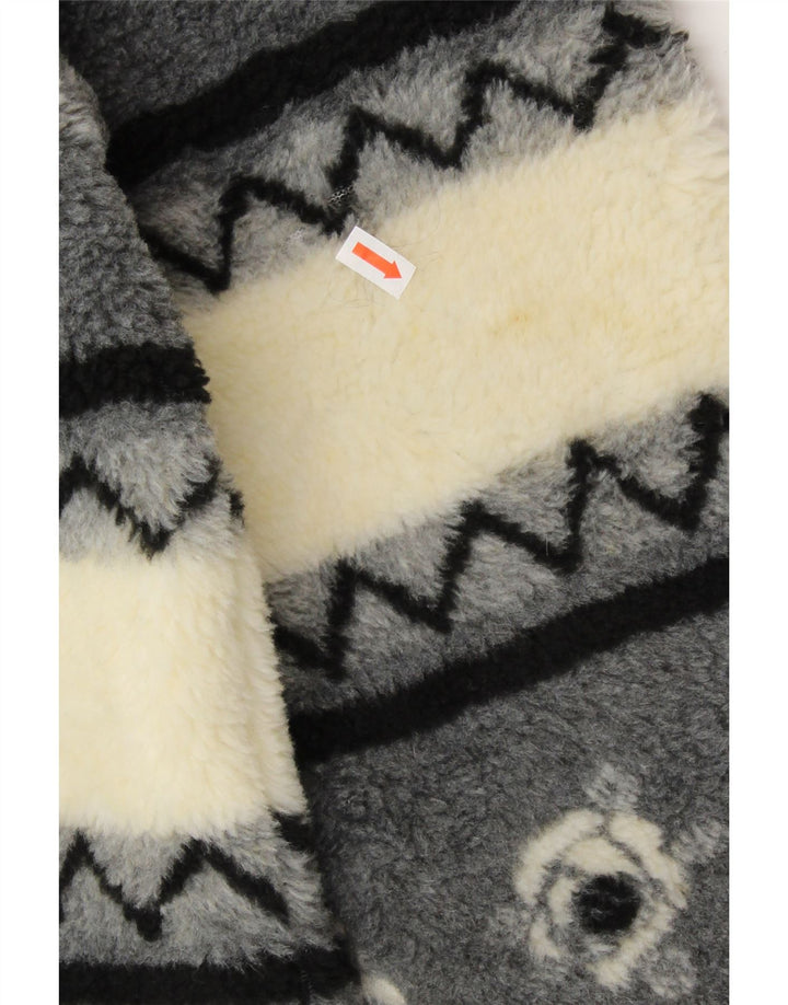 VINTAGE Femmes Sherpa Coupe-vent Manteau UK 20/22 2XL Beige Rayé