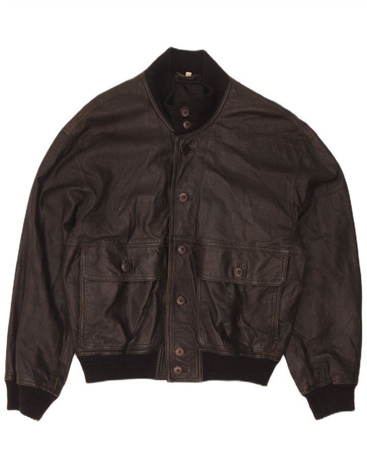 veste en cuir bomber homme vintage IT 46 petit cuir noir