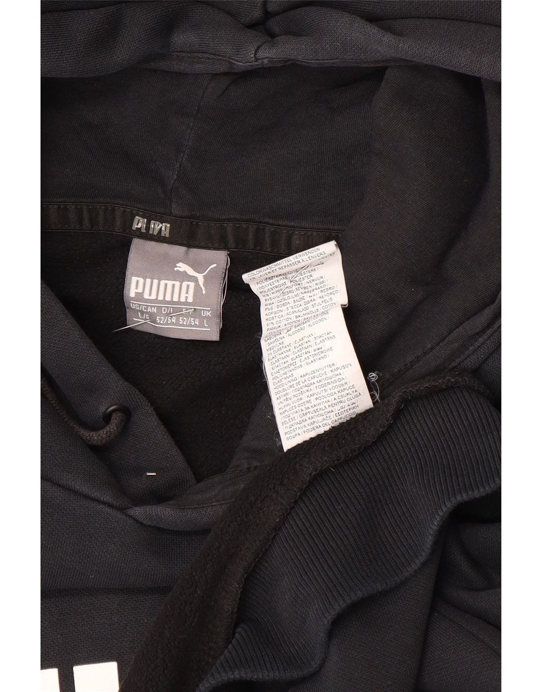Puma Pull à capuche graphique pour homme en coton noir Taille L
