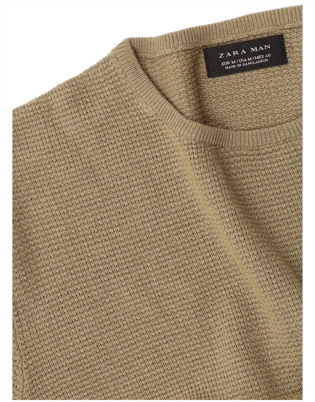 Zara Pull Col Ras Du Cou Homme Kaki Moyen