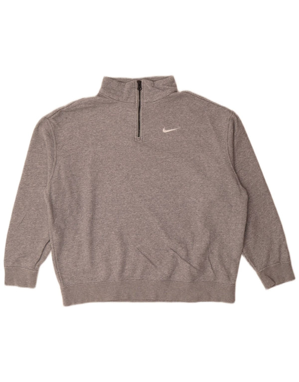Nike Mens Loose Fit Zip Neck Sweatshirt Jumper XS Gris Moucheté Coton