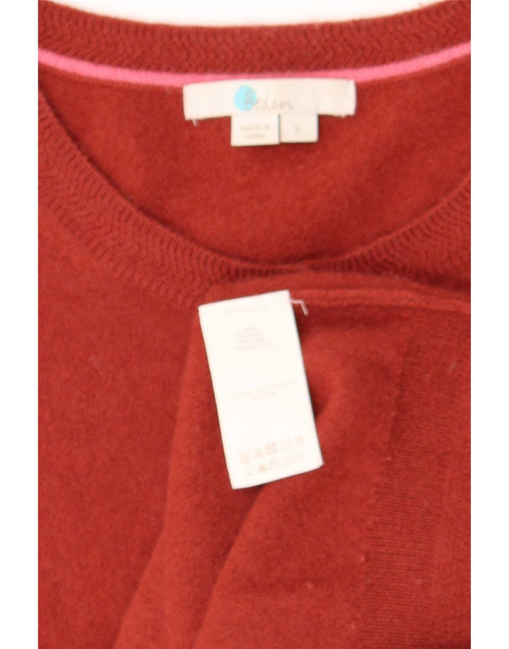 Boden Femme Cardigan Pull UK 10 Petit Cachemire Rouge