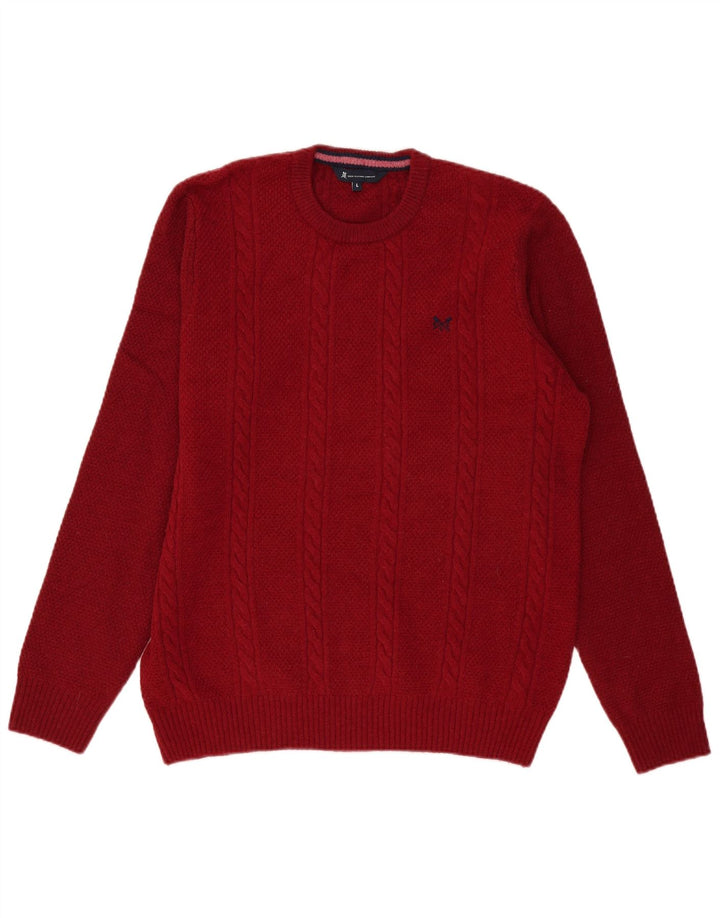 Crew Clothing Pull à col rond pour homme en laine d'agneau rouge Taille L