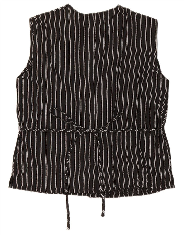 Misstwidd Chemisier sans manches pour femme IT 46 Grand lin rayé noir