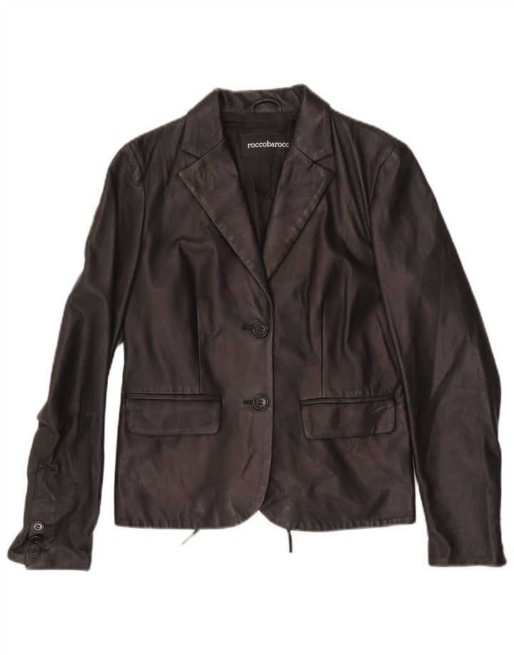 ROCCOBAROCCO Veste Blazer 2 Boutons Femme IT 42 Cuir Noir Moyen