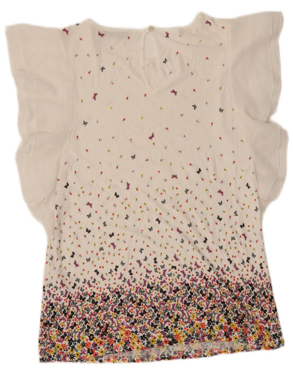 Oasis Chemisier pour femme UK 10 Petit papillon en viscose floral blanc