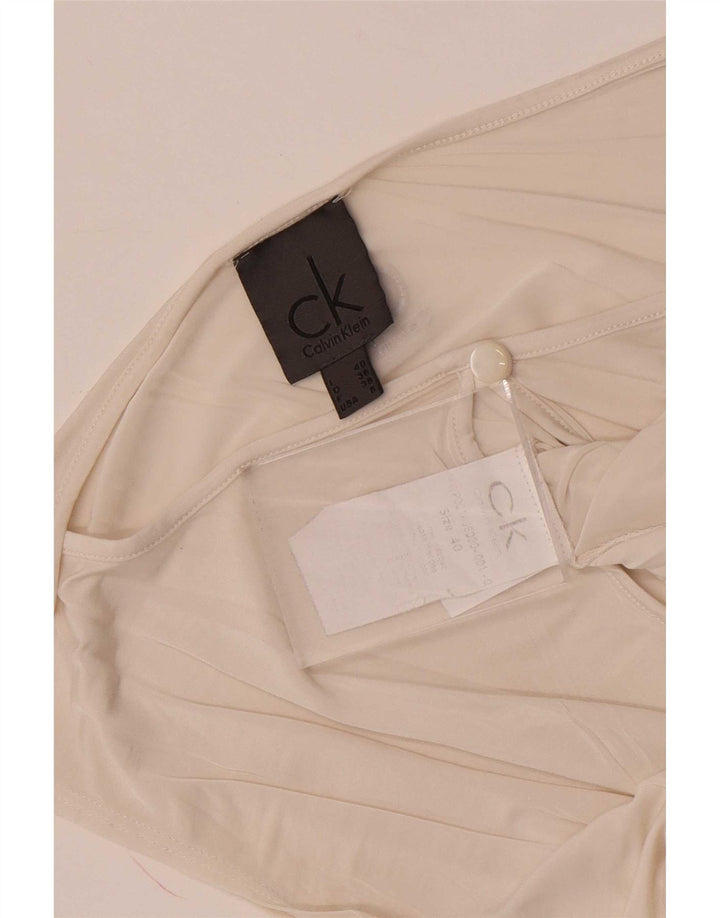 Calvin Klein Chemisier sans manches pour femme US 6 Viscose blanc moyen