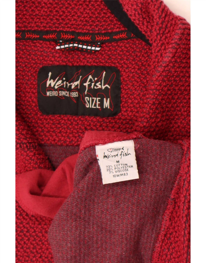 Weird Fish Sweat-shirt graphique à col zippé pour homme en coton rouge moyen